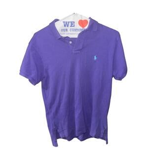 Vintage 90’s Polo Ralph Lauren logo purple polo button T-Shirt Sz M Rare